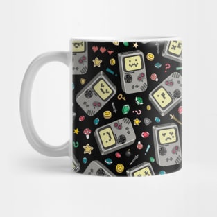 Kawaii Video Game Consoles Emojis 90's Pattern Black Mug